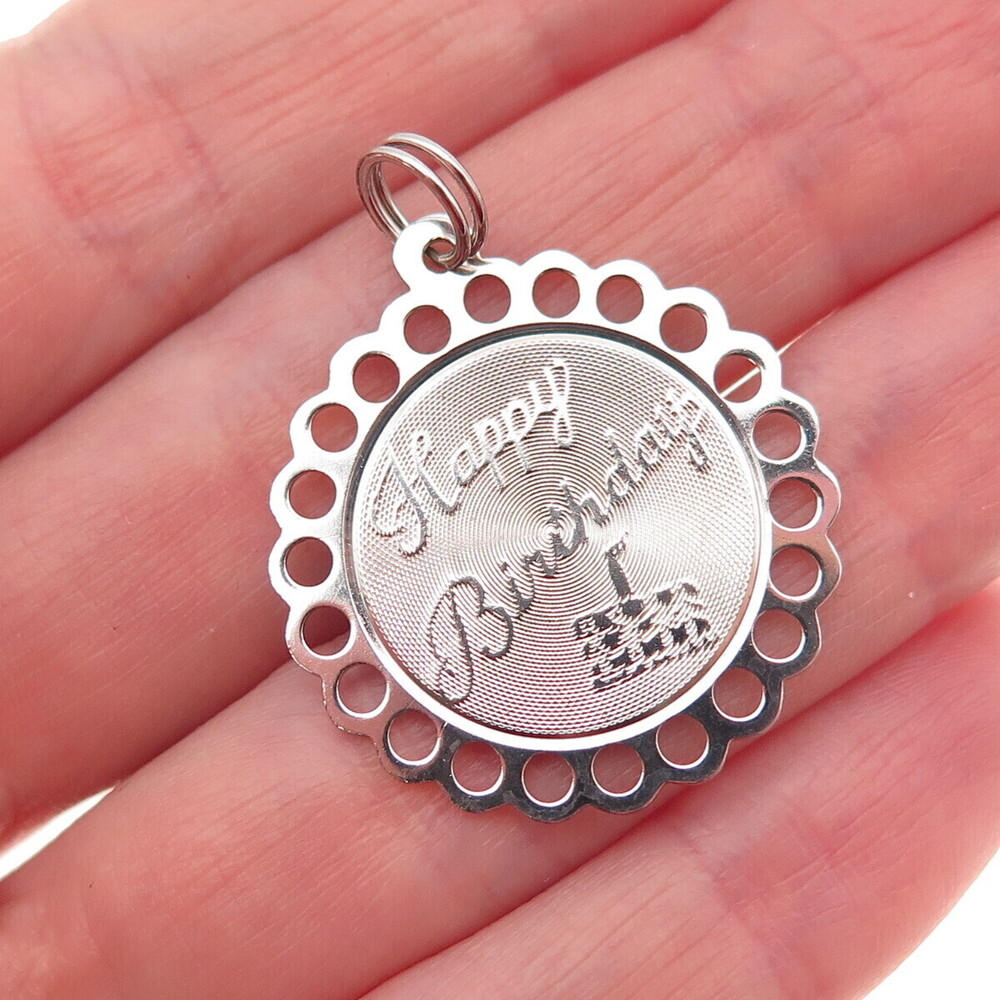 Town & Country 925 Sterling Silver Vintage Happy Birthday Charm Pendant